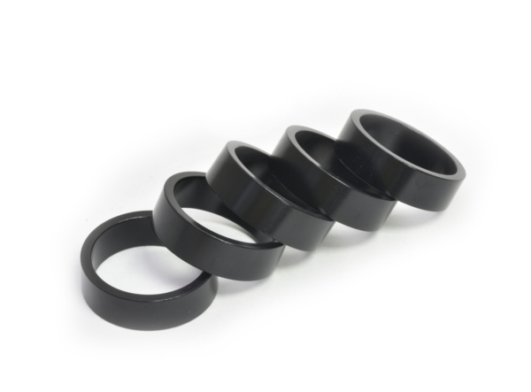 Wheels Manufacturing 1-1/8" x 10mm Black Aluminum Headset Spacers, Bag of 5